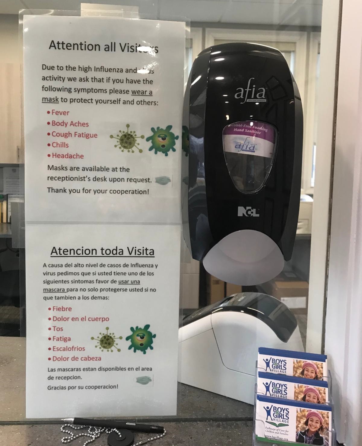 Hand sanitizer dispensers have been installed throughout our agency and our facilities staff is providing extra daily cleanings.